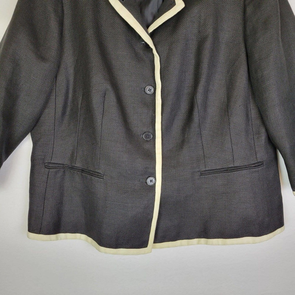 Lauren Ralph Lauren Womens Linen Pockets Blazer Size 14W Black Business Workwear - Picture 3 of 8